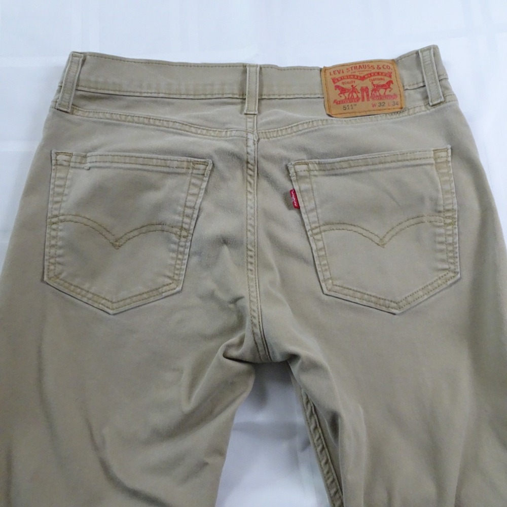 Levis 511 Jeans Mens 32x34 Beige Slim Fit Stretch Denim Pants